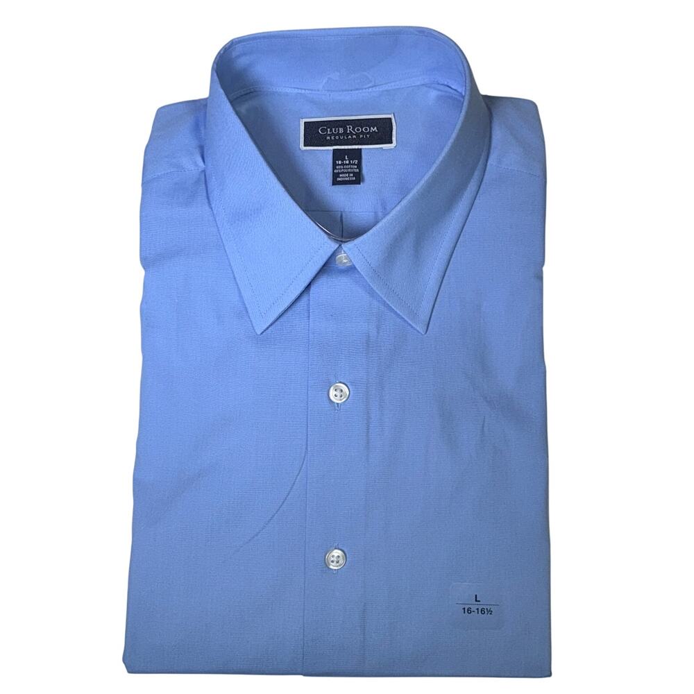 Club Room Men's Regular Fit Solid Dress Shirt, Yacht Blue L 16-16.5 $50